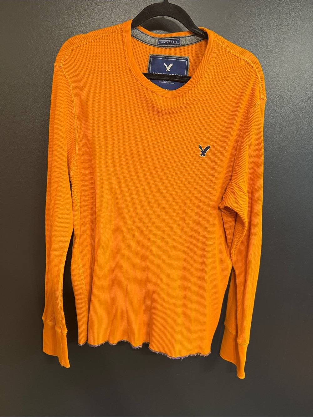 American Eagle Outfitters Bright Orange Waffle-Knit Crewneck Sweater